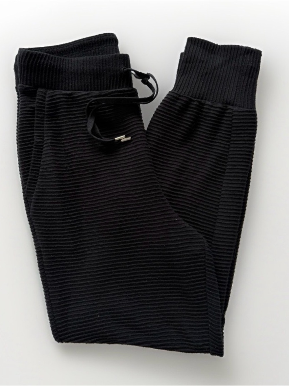 CALIA Ribbed Knit Joggers Sweatpants Womens Black Loungewear Casual Athleisure S